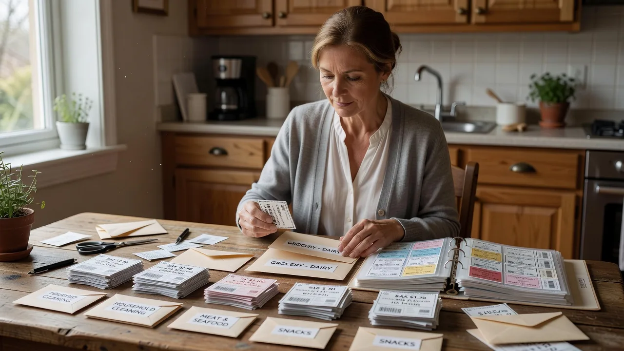 Organizing coupons in binder at home