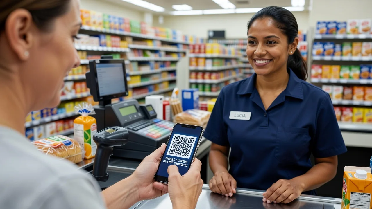 Scanning mobile coupon at checkout
