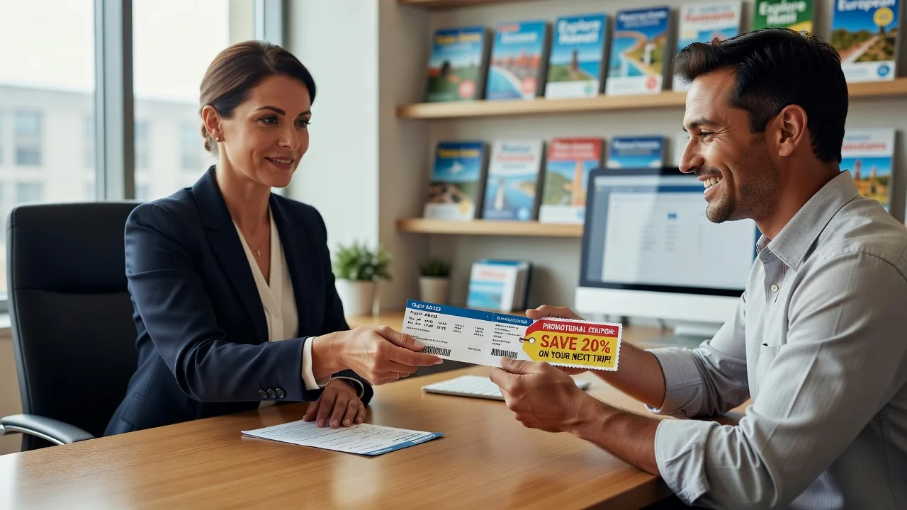Travel agent with coupon tickets